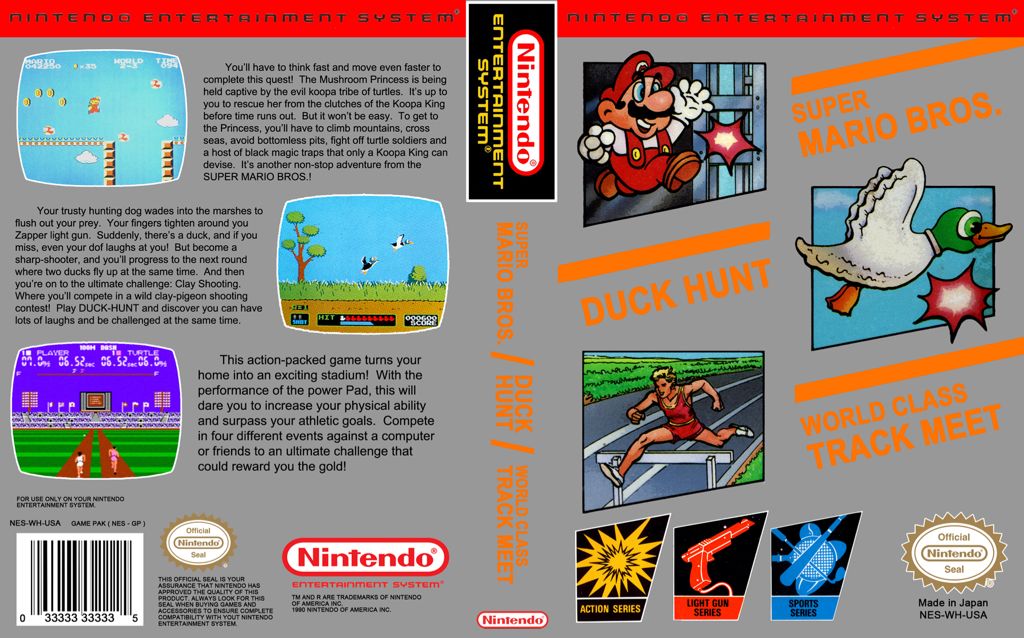Super Mario Bros/ World class Track Meet/ Duck Hunt - Nintendo Entertainment System (NES) (Nindendo) video game collectible - Main Image 2