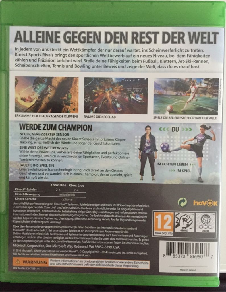 Kinect Sports Rivals - Microsoft Xbox One video game collectible [Barcode 885370869507] - Main Image 2