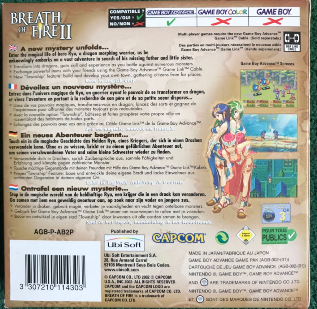 Breath Of Fire II - Nintendo Game Boy Advance (GBA) (Capcon - 1) video game collectible [Barcode 3307210114303] - Main Image 2