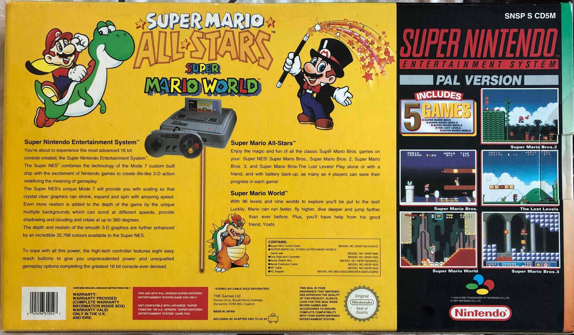 Super Nintendo Entertainment System Super Mario 5 Stars Pack - Nintendo Super Nintendo Entertainment System (SNES) (Nintendo - 2) video game collectible [Barcode 045496310547] - Main Image 2