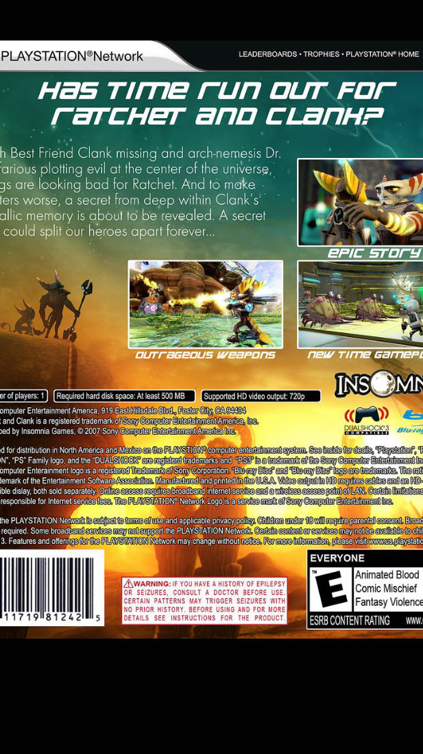 Ratchet & Clank A Crack In Time - Sony PlayStation 3 (PS3) (Insomniac - 1) video game collectible [Barcode 711719195269] - Main Image 2
