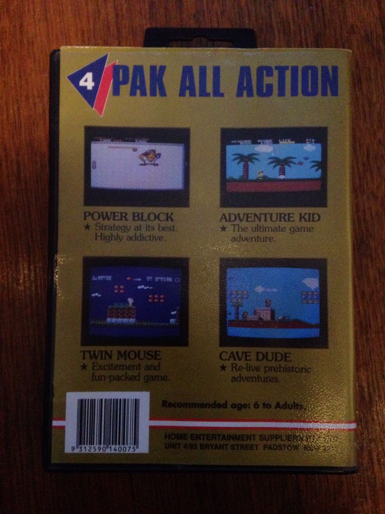 4 Pak All Action - Sega Master System video game collectible [Barcode 9312590140075] - Main Image 2