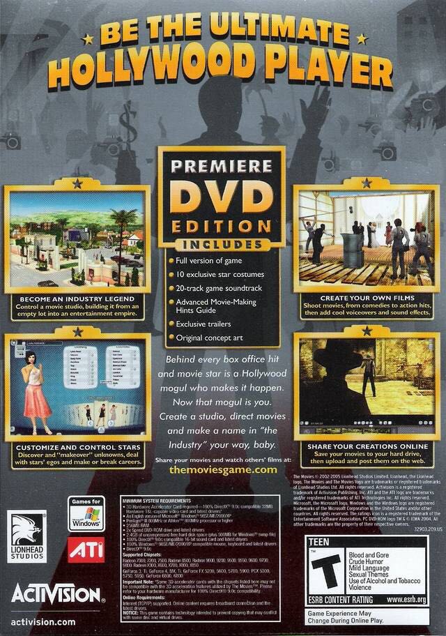 The Movies (Premiere Edition) - PC (Activision - 1) video game collectible [Barcode 047875329034] - Main Image 2