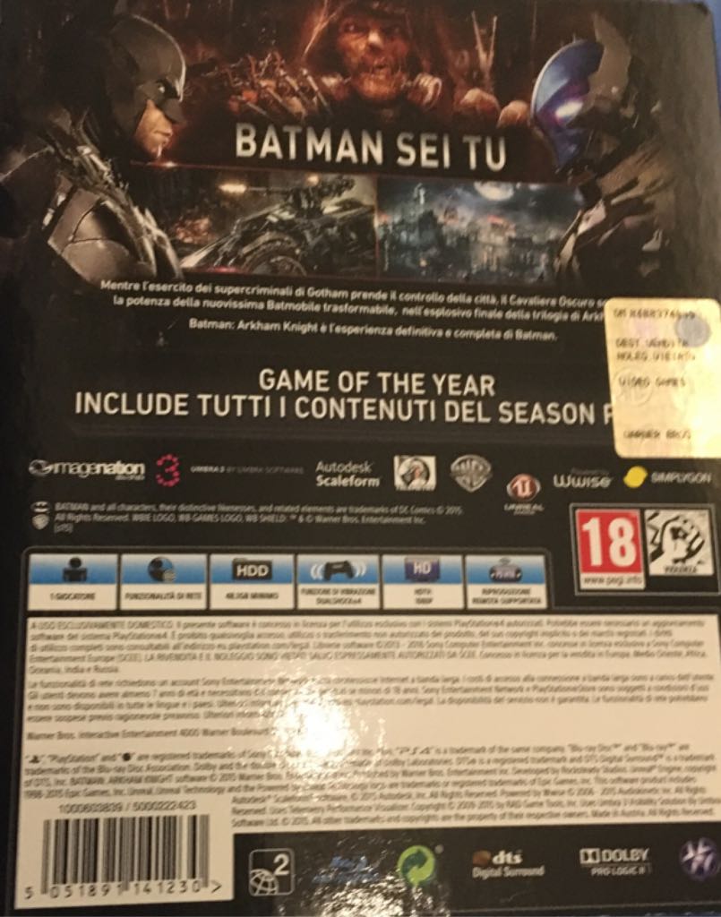 Batman Arkham Knight - Sony PlayStation 4 (PS4) (Warner Bros. Entertainment Inc. - 1) video game collectible [Barcode 5051891141230] - Main Image 2
