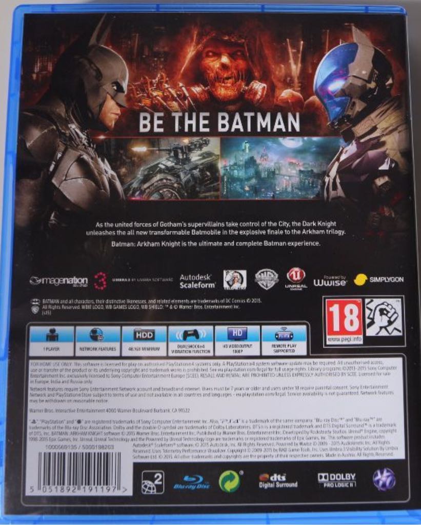 Batman Arkham Knight Collector - Sony PlayStation 4 (PS4) (Boite Et Notice - 1) video game collectible [Barcode 5051892170543] - Main Image 2