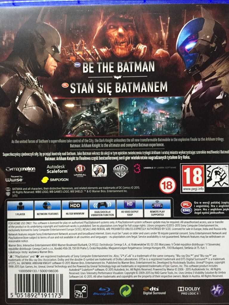 Batman Arkham Knight - Sony PlayStation 4 (PS4) video game collectible [Barcode 5051892191173] - Main Image 2