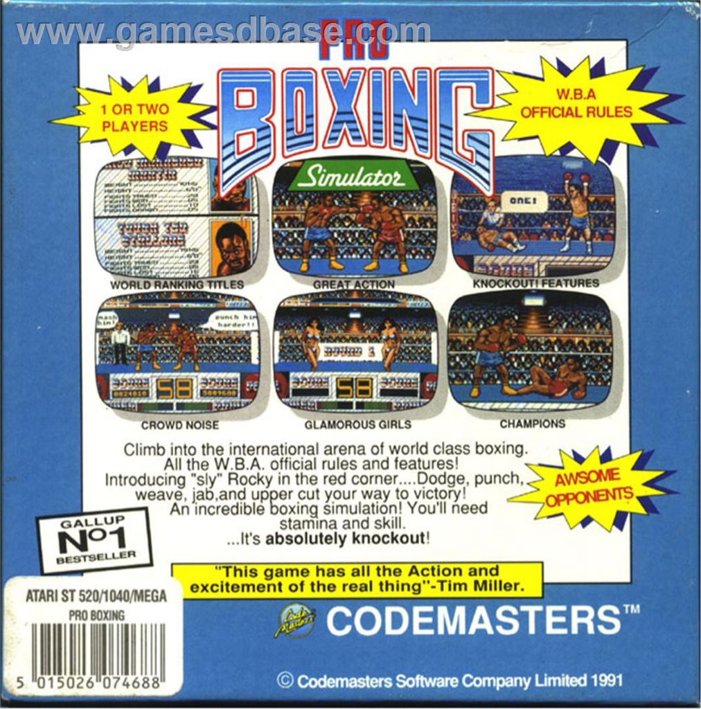 Pro Boxing Simulator (Gamebase ST) - Atari ST (Codemasters - 2) video game collectible - Main Image 2