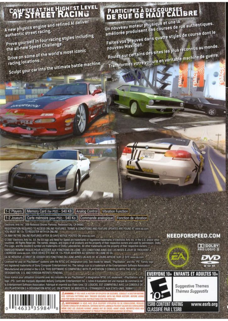 Need For Speed: ProStreet - Sony PlayStation 2 (PS2) (Electronic Arts/EA Games - 2) video game collectible [Barcode 014633157444] - Main Image 2