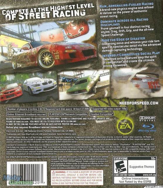 Need For Speed: ProStreet - Sony PlayStation 3 (PS3) (Electronic Arts - 8) video game collectible [Barcode 046937059360] - Main Image 2