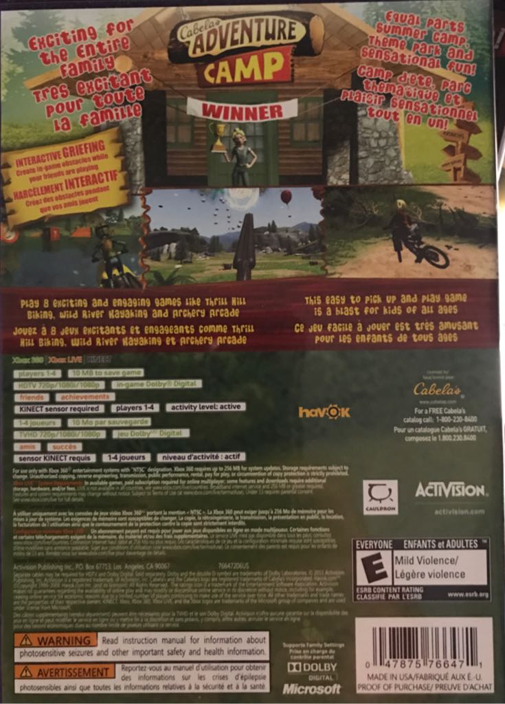 Kinect, Cabelas Adventure Camp - Microsoft Xbox 360 video game collectible [Barcode 047875766471] - Main Image 2