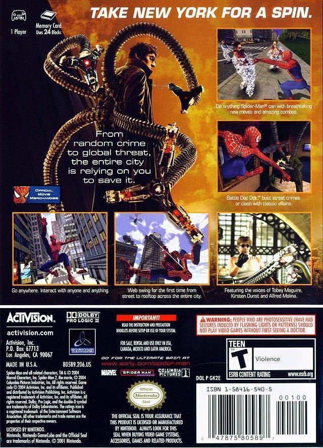 Spiderman 2 - Nintendo GameCube (Activision - 1) video game collectible [Barcode 04788058] - Main Image 2