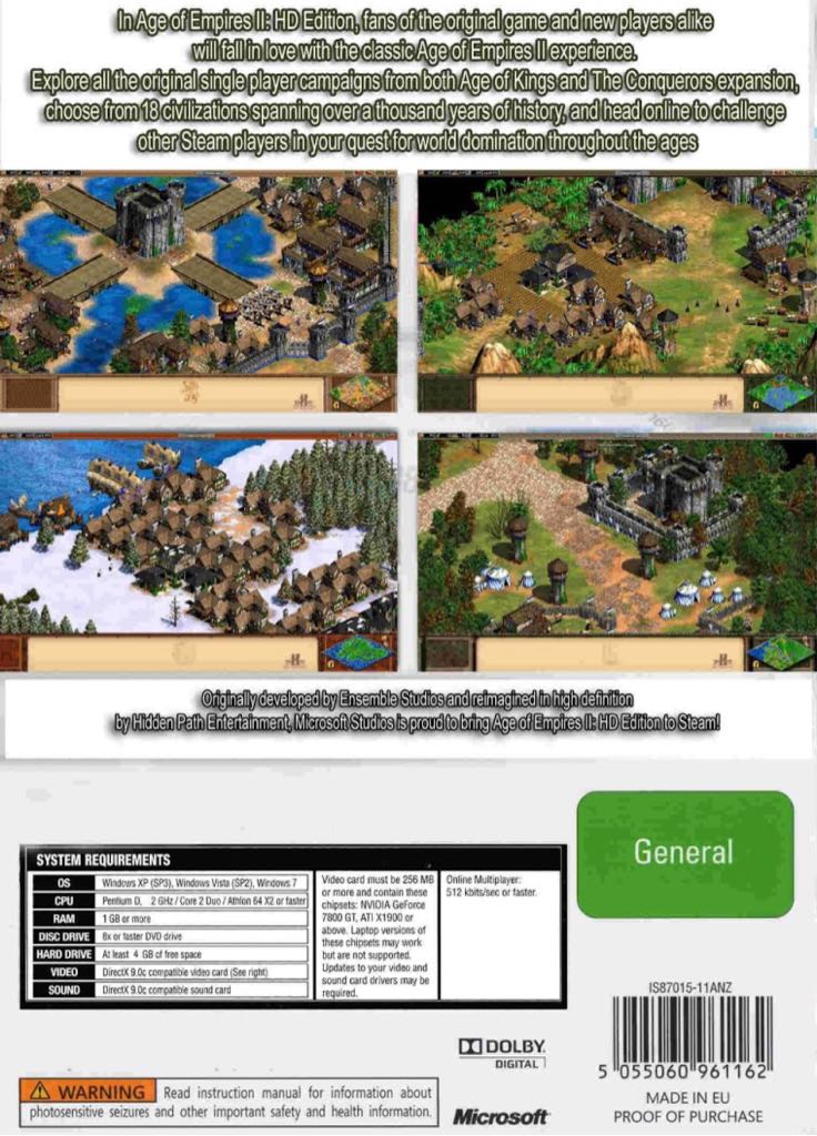 Age Of Empires II: HD Edition - Valve Steam (Microsoft Game Studios - 1) video game collectible [Barcode 805529948099] - Main Image 2