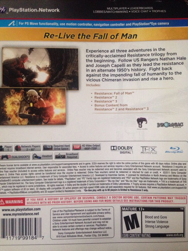 Resistance The Trilogy - Sony PlayStation 3 (PS3) video game collectible - Main Image 2