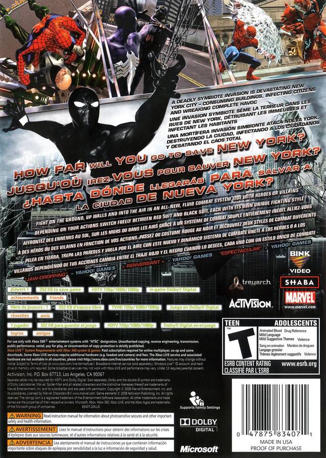Spiderman : Web of Shadows - Microsoft Xbox 360 video game collectible - Main Image 2