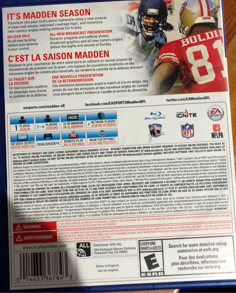 Madden NFL 15 - Sony PlayStation 4 (PS4) (EA Games - 1-8) video game collectible [Barcode 014633367843] - Main Image 2