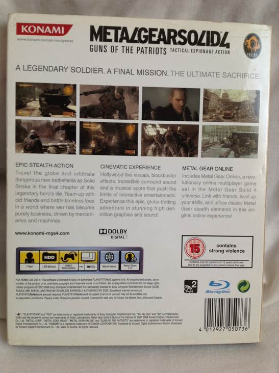 Metal Gear Solid 4: Guns of the Patriots - Sony PlayStation 3 (PS3) (Konami - 1) video game collectible [Barcode 4012927050736] - Main Image 2
