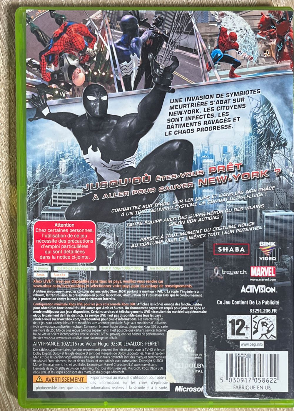X360 / Spider-Man Le Regne Des Ombres - Microsoft Xbox 360 (1) video game collectible [Barcode 5030917058622] - Main Image 2