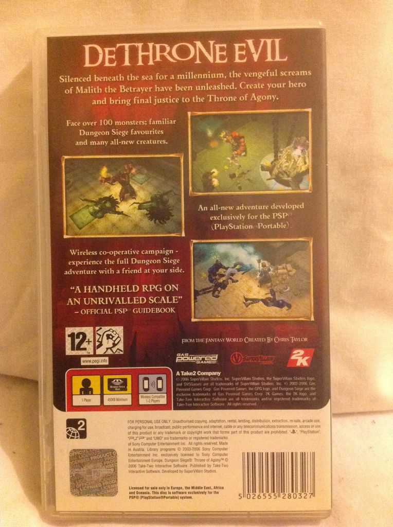 Dungeon Siege: Throne Of Agony - Sony PlayStation Portable (PSP) (2K Games - 1) video game collectible [Barcode 5026555280327] - Main Image 2
