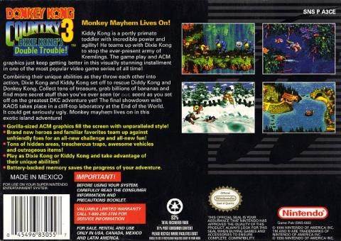 Donkey Kong Country 3: Dixie Kong’s Double Trouble - Nintendo Super Nintendo Entertainment System (SNES) (Nintendo - 2) video game collectible [Barcode 045496830557] - Main Image 2