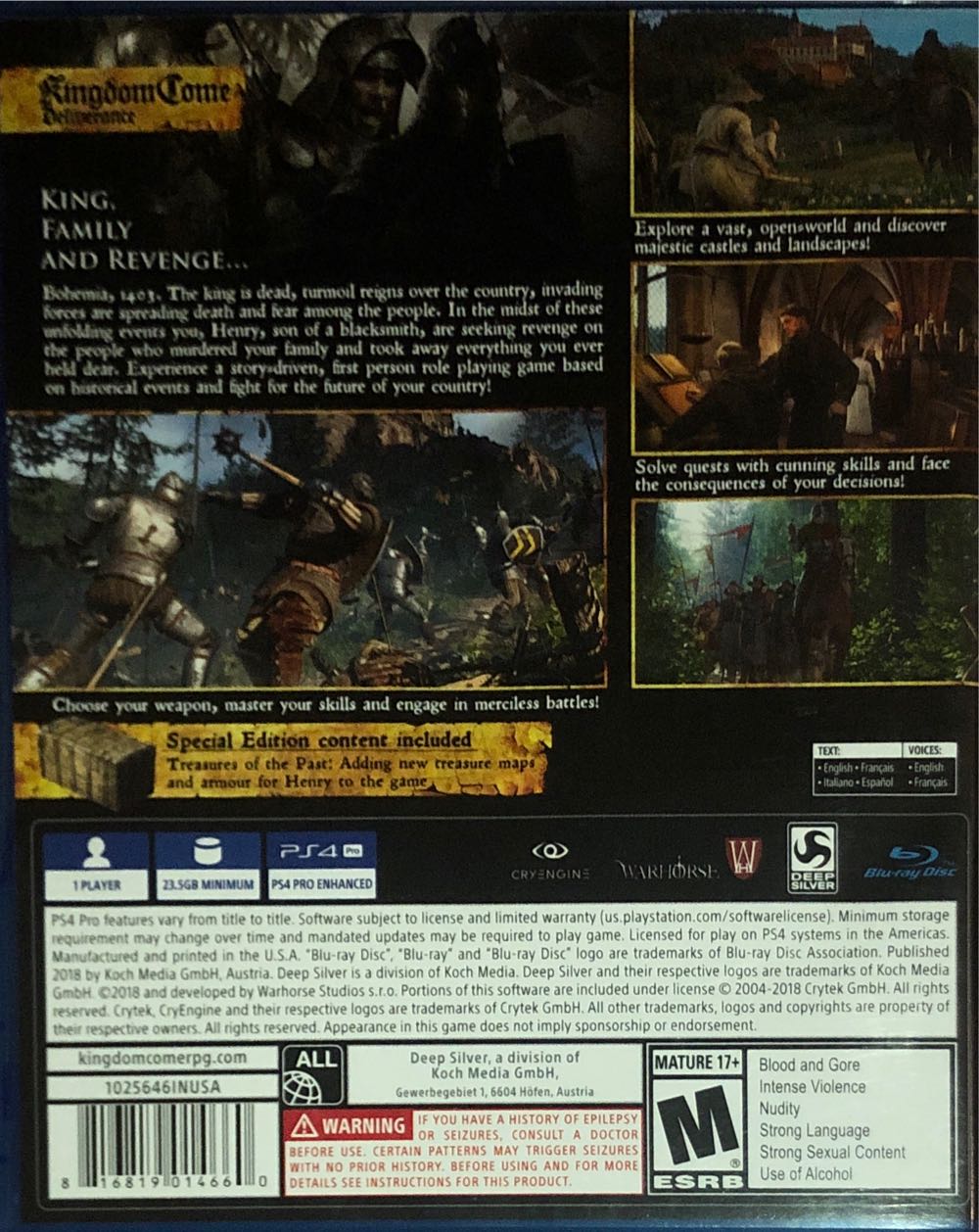 Kingdom Come: Deliverance Special Edition - Sony PlayStation 4 (PS4) (Deep Silver - 1) video game collectible [Barcode 816819014660] - Main Image 2