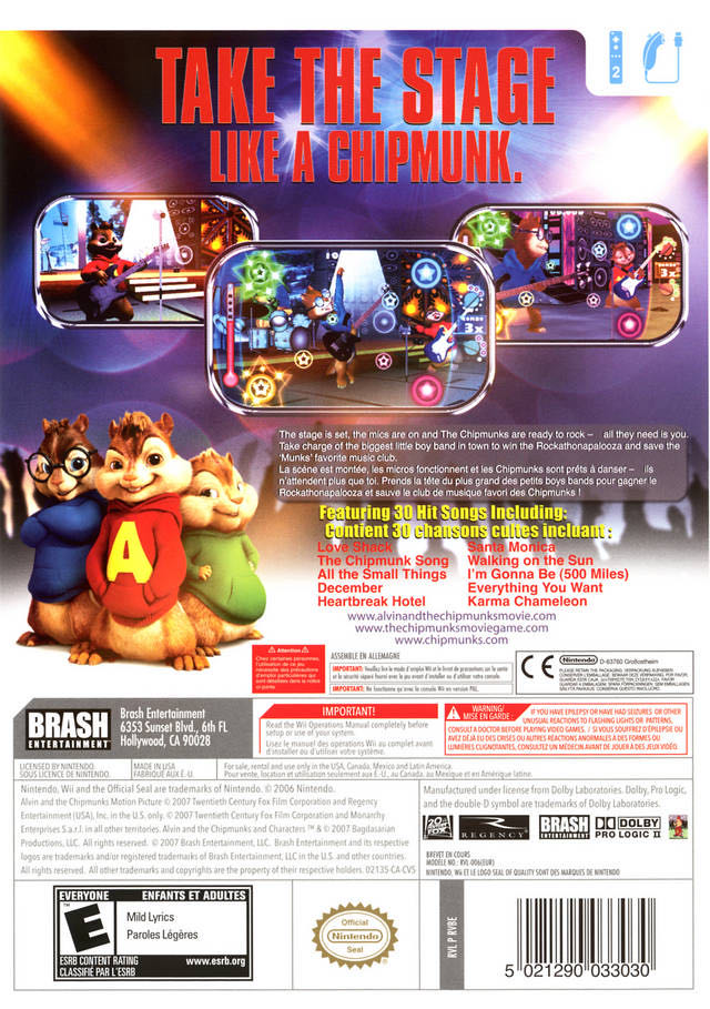 Alvin and the Chipmunks - Nintendo Wii (Nintendo - 1-2) video game collectible [Barcode 890181002029] - Main Image 2