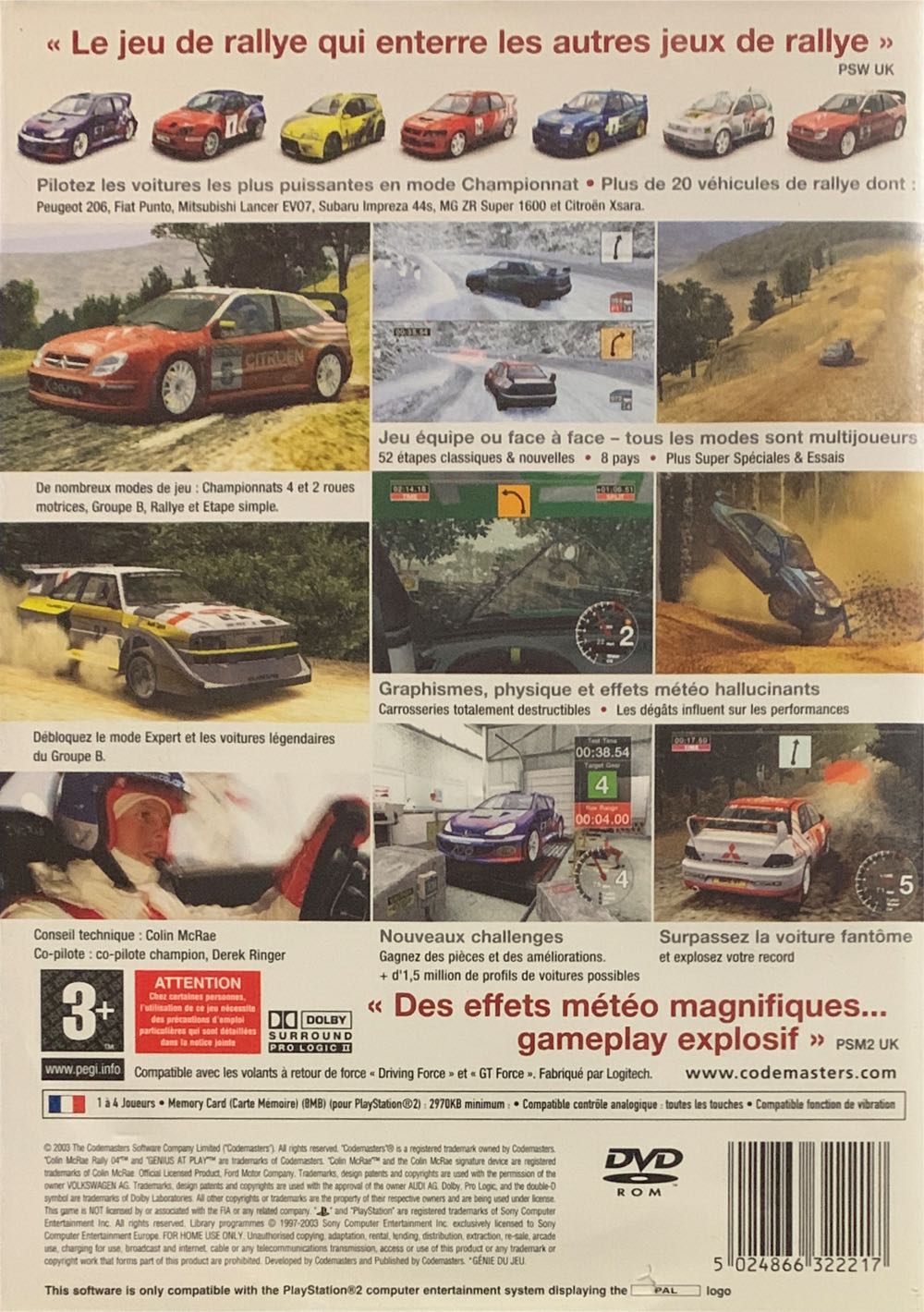 Colin McRae Rally 04 - Sony PlayStation 2 (PS2) (Codemasters - 1-4) video game collectible [Barcode 5024866322217] - Main Image 2