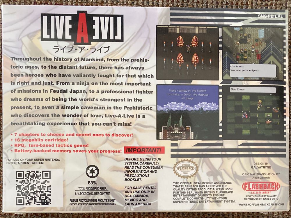 Live A Live | Complete Box Set (repro) - Nintendo Super Nintendo Entertainment System (SNES) (Flashback Entertainment  - 1) video game collectible - Main Image 2