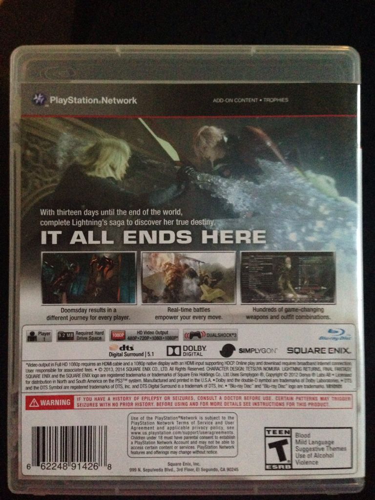 Final Fantasy XIII : Lightning Returns - Sony PlayStation 3 (PS3) (Square Enix - 1) video game collectible [Barcode 662248914268] - Main Image 2