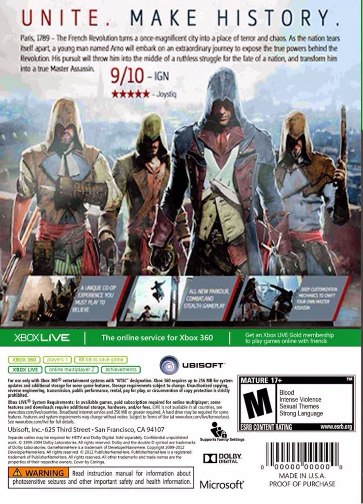 Assassin’s Creed Unity - Microsoft Xbox One (Ubisoft - 1) video game collectible [Barcode 3307215805329] - Main Image 2