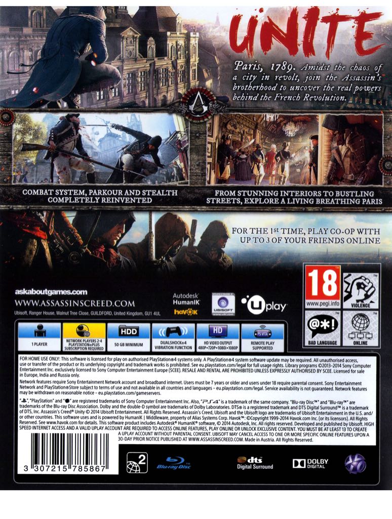 Assassin’s Creed Unity - Sony PlayStation 4 (PS4) (Ubisoft) video game collectible - Main Image 2