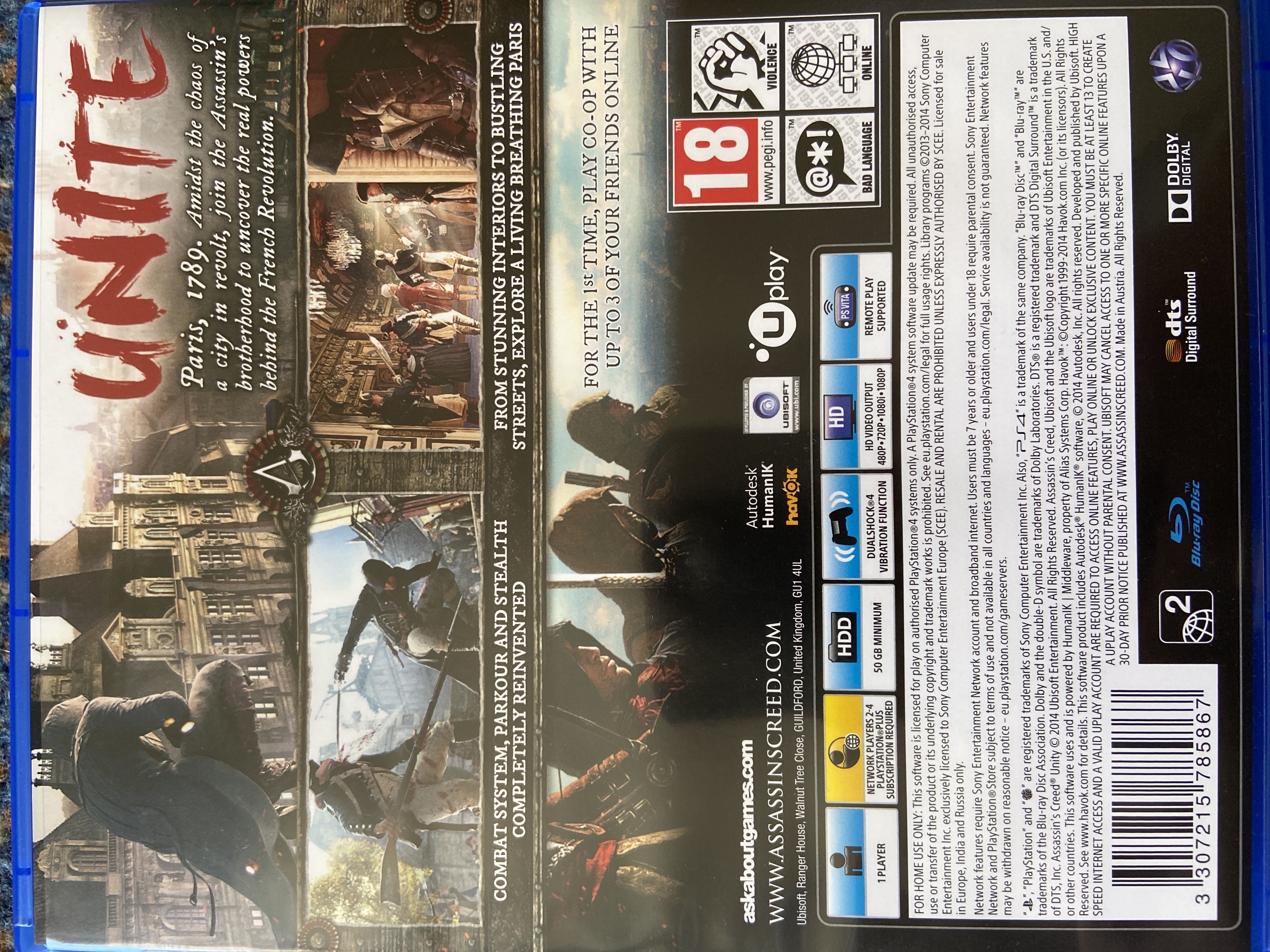 Assassins Creed: Unity - Sony PlayStation 4 (PS4) (Ubisoft - 1-4) video game collectible [Barcode 3307215785867] - Main Image 3