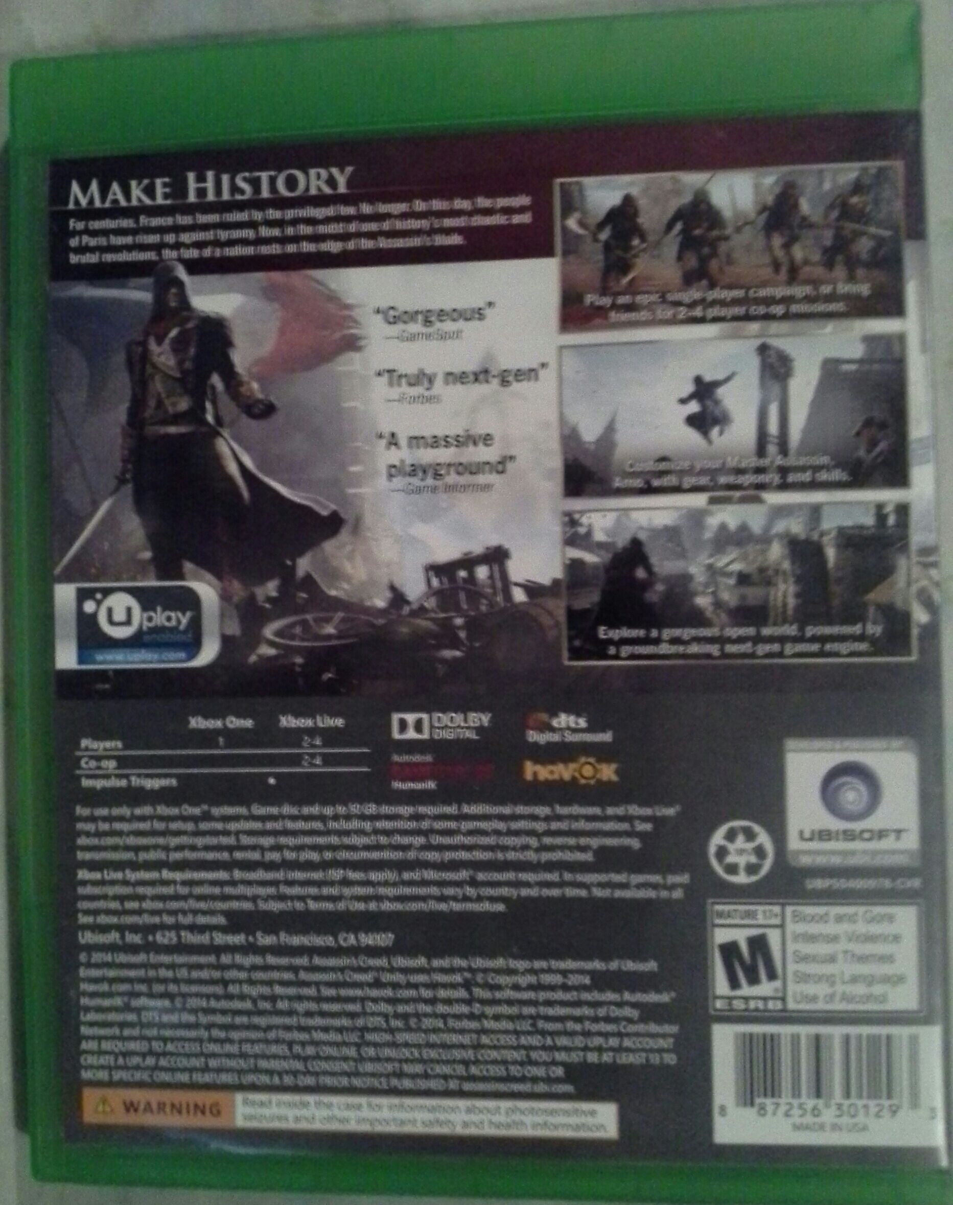 Assassins Creed Unity - Microsoft Xbox One (Ubisoft - 1-4) video game collectible [Barcode 3307215786055] - Main Image 2