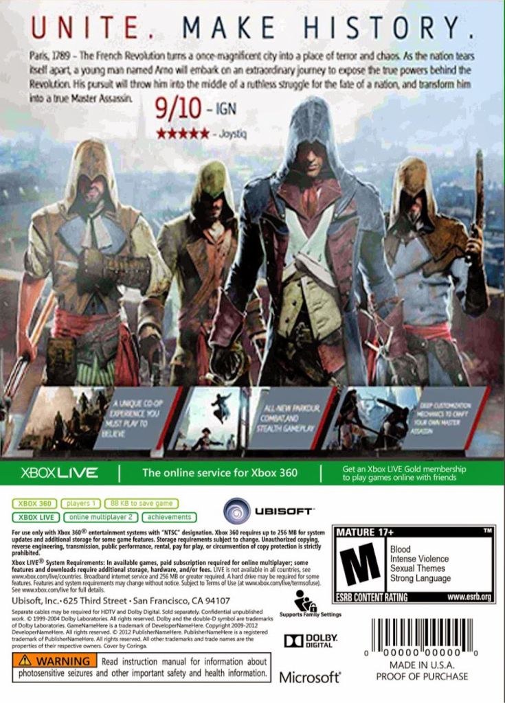 Assassins Creed Unity - Microsoft Xbox One video game collectible - Main Image 2