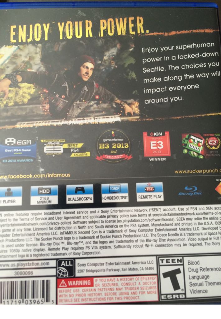 inFAMOUS: Second Son - Sony PlayStation 4 (PS4) (SCEA - 1) video game collectible - Main Image 2