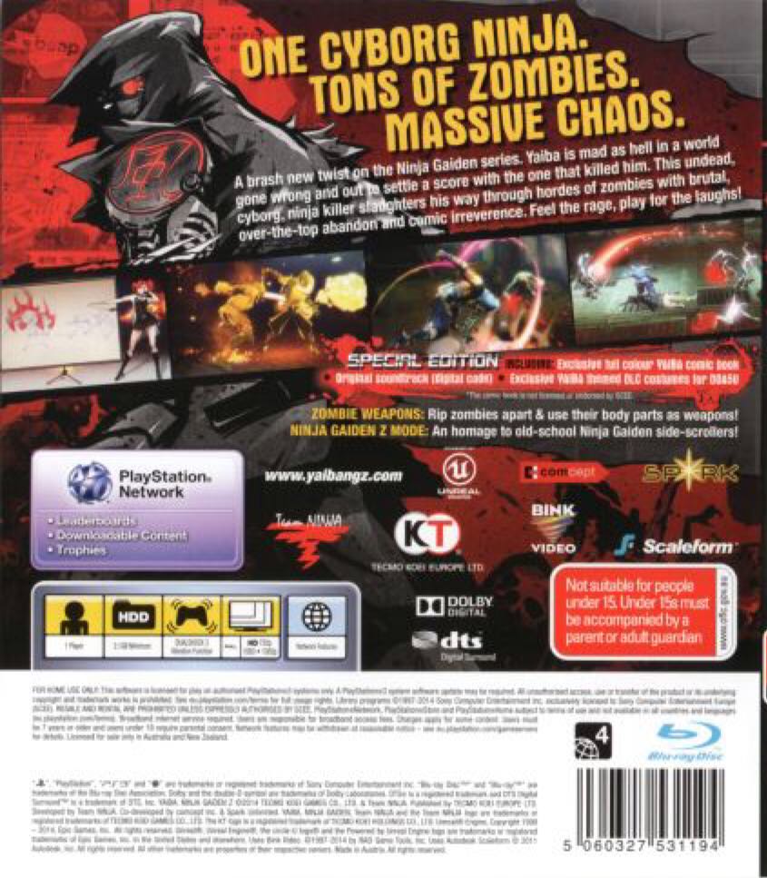 Yaiba: Ninja Gaiden Z (Edición Especial) - Sony PlayStation 3 (PS3) (Koei Tecmo - 1) video game collectible [Barcode 5060327531163] - Main Image 2