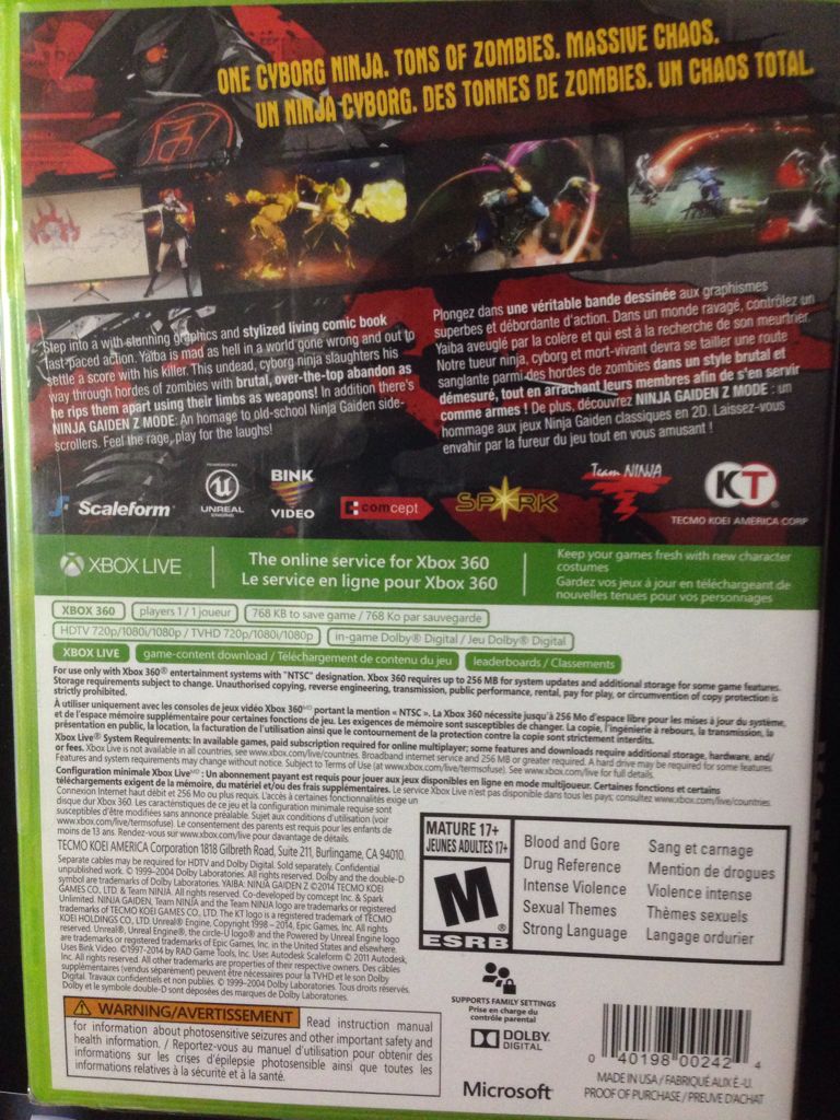 Yaiba Ninja Gaiden Z (Special Edition) - Microsoft Xbox 360 (Tecmo Koei America - 1) video game collectible - Main Image 2
