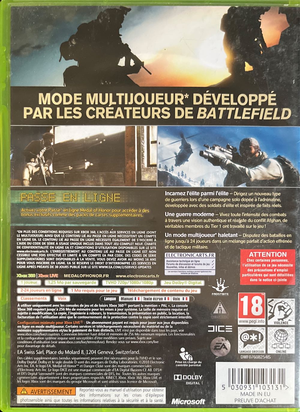 Medal Of Honor - Microsoft Xbox 360 video game collectible [Barcode 5030931103131] - Main Image 2