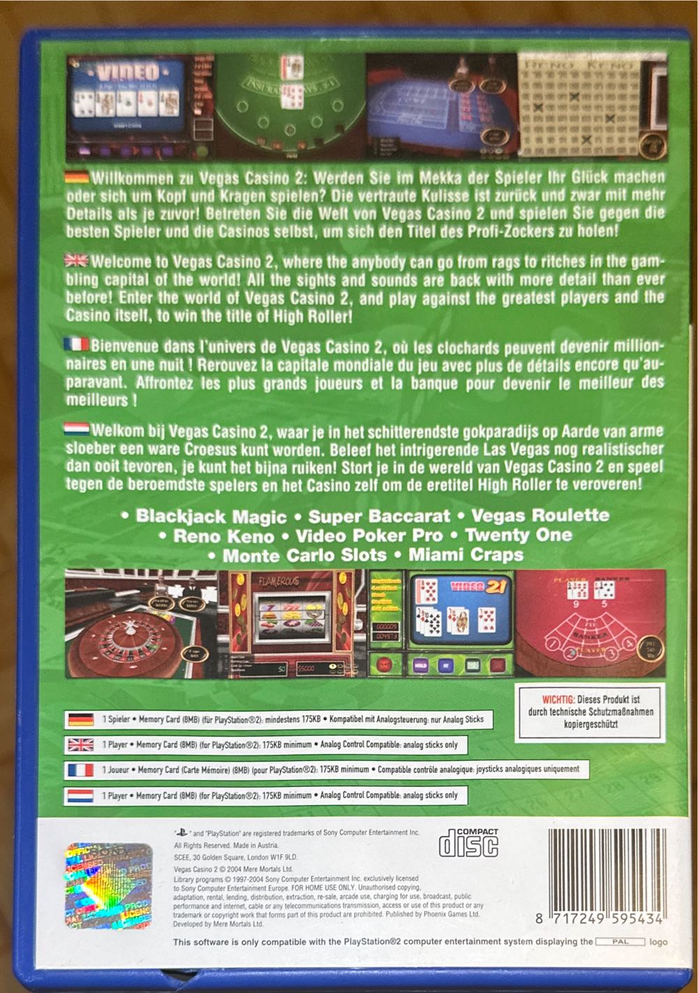 Vegas Casino II - Sony PlayStation 2 (PS2) video game collectible [Barcode 8717249595434] - Main Image 2