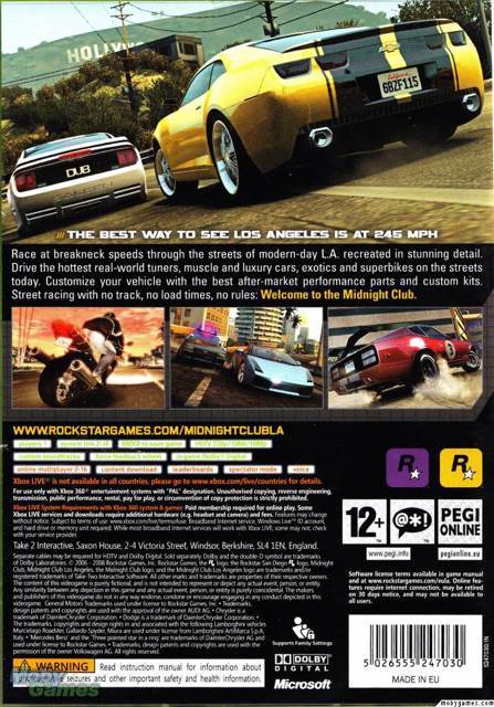 Midnight Club Los Angeles - Microsoft Xbox 360 video game collectible [Barcode 952323952323] - Main Image 2