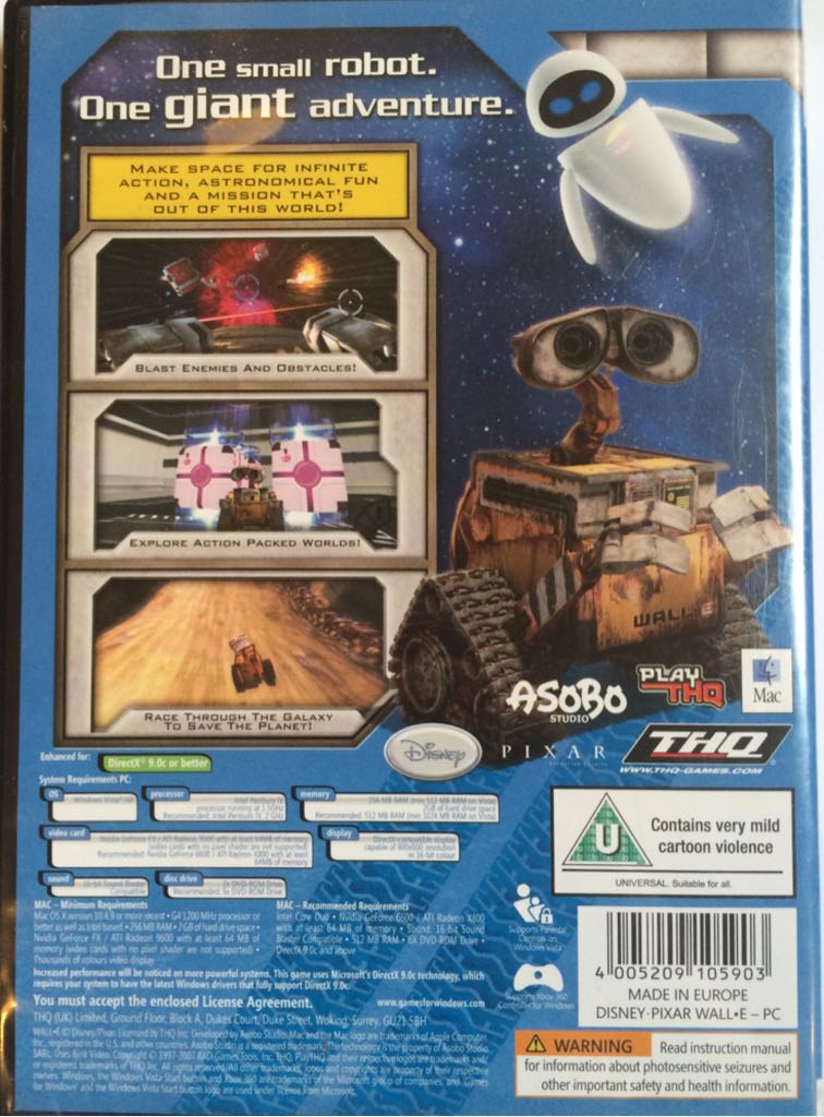 WALL.E - PC (THQ - 2) video game collectible [Barcode 4005209105903] - Main Image 2