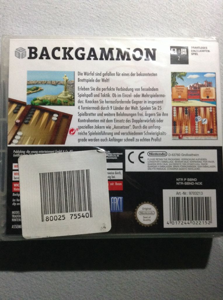 Eindeloos Backgammon - Nintendo DS (Mindscape) video game collectible [Barcode 4017244022152] - Main Image 2