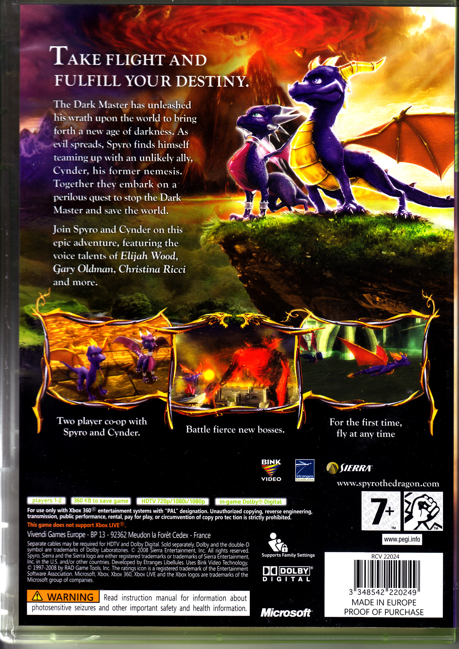 The Legend Of Spyro Dawn Of The Dragon - Microsoft Xbox 360 (Activision Blizzard - 1) video game collectible [Barcode 3348542220249] - Main Image 2