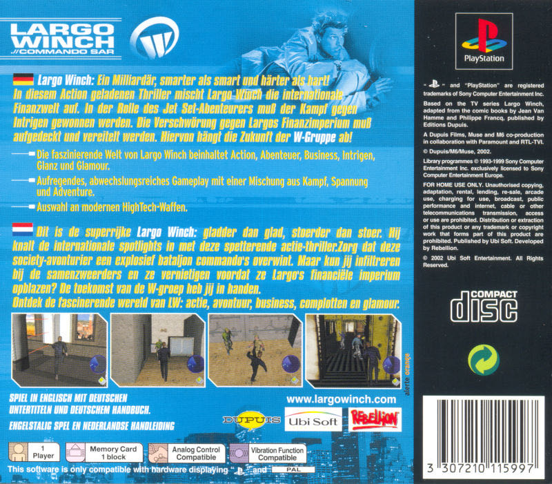 Largo Winch .// Commando Sar - Sony PlayStation video game collectible [Barcode 3307210115997] - Main Image 2