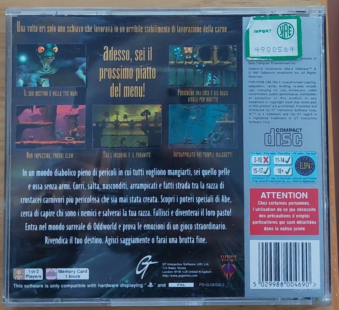 Oddworld: Abe’s Oddysee - Sony PlayStation video game collectible [Barcode 5029988004690] - Main Image 2