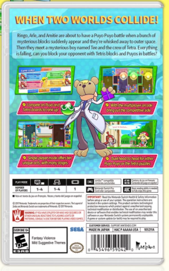 Puyo Puyo Tetris - Nintendo Switch (Sega) video game collectible - Main Image 2