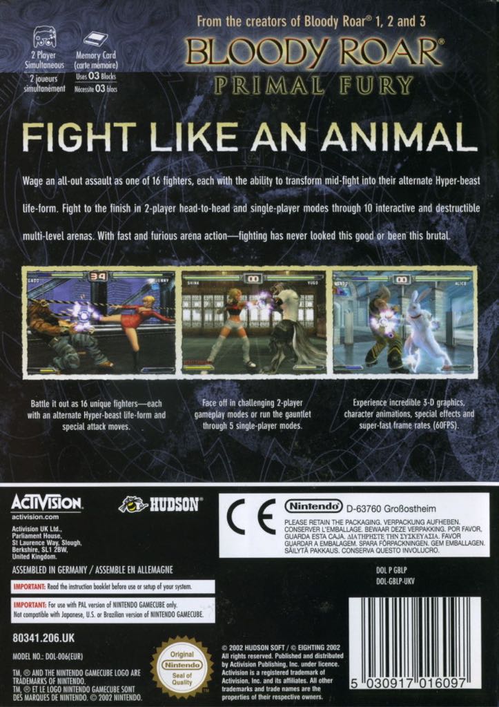 Bloody Roar: Primal Fury - Nintendo GameCube (Activision - 1-2) video game collectible [Barcode 5030917016110] - Main Image 2