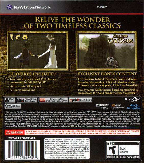 ICO & Shadow of the Colossus Classics HD - Sony PlayStation 3 (PS3) (Sony Computer Entertainment - 1) video game collectible [Barcode 711719135890] - Main Image 2