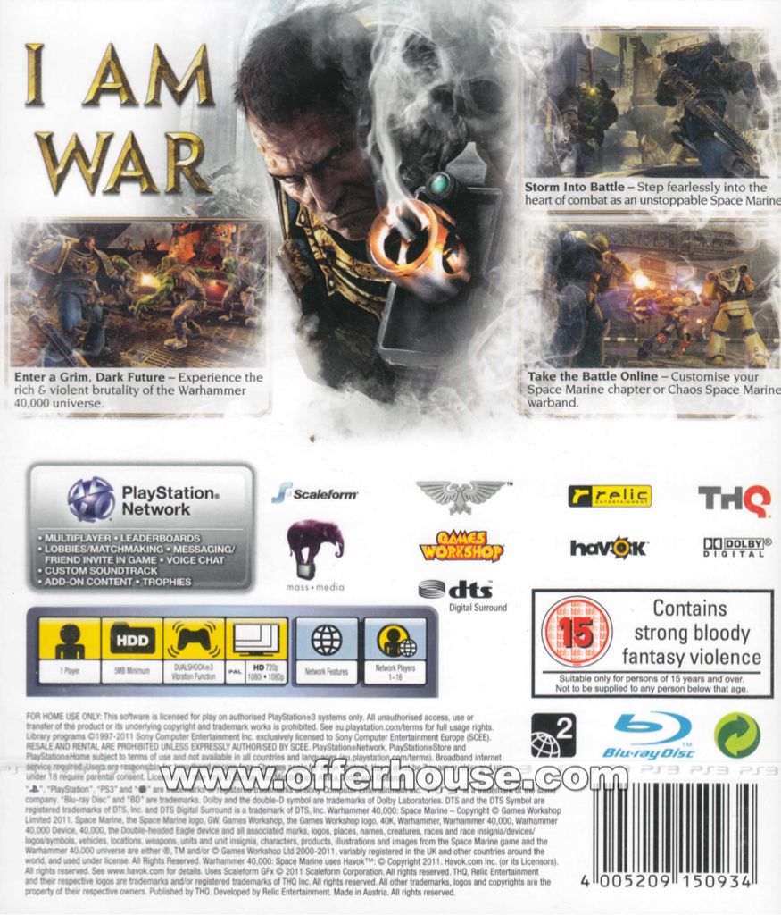 Warhammer 40,000: Space Marine - Elite Armor Pack - Sony PlayStation 3 (PS3) (THQ - 1) video game collectible - Main Image 2