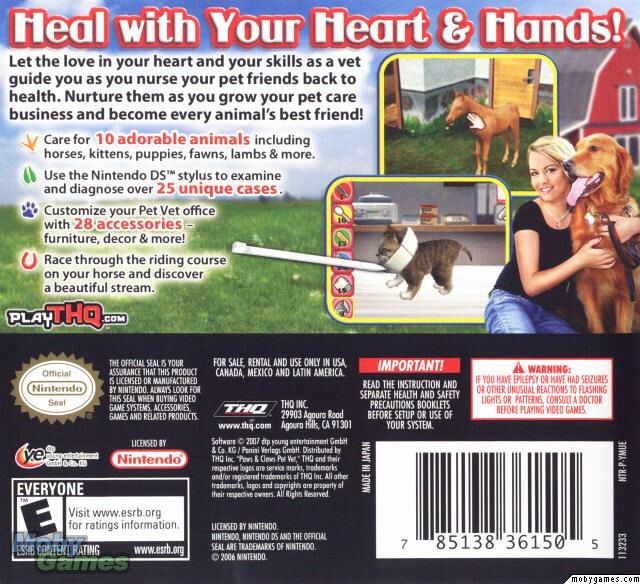 Paws and Claws: Pet Vet Healing Hands - Nintendo DS (1) video game collectible - Main Image 2