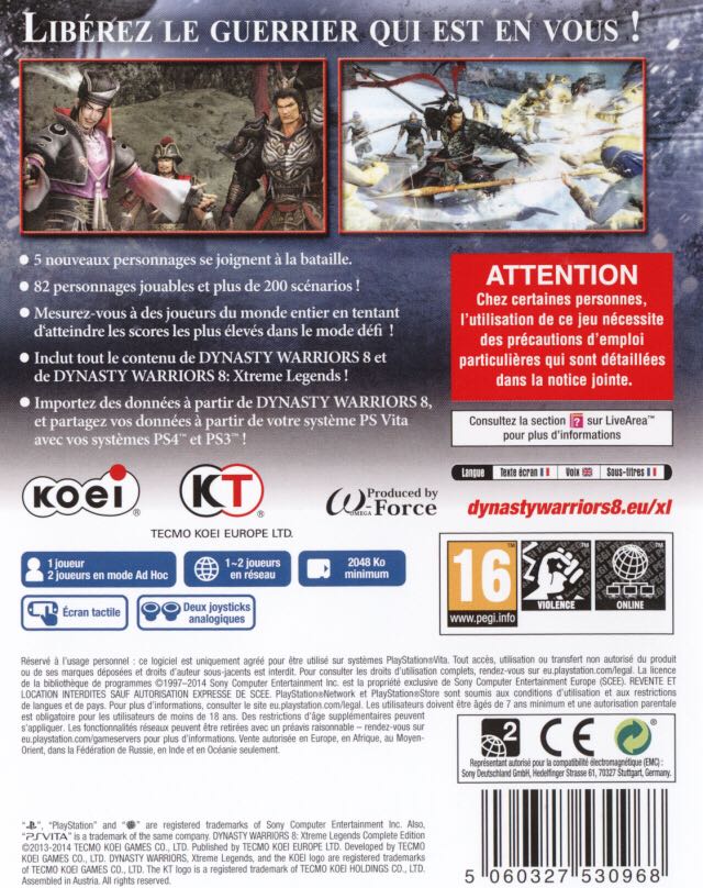 Dynasty Warriors 8: Xtreme Legends Complete Edition - Sony PlayStation Vita (PS Vita) (Tecmo Koei America Corp - 2) video game collectible [Barcode 040198002493] - Main Image 2